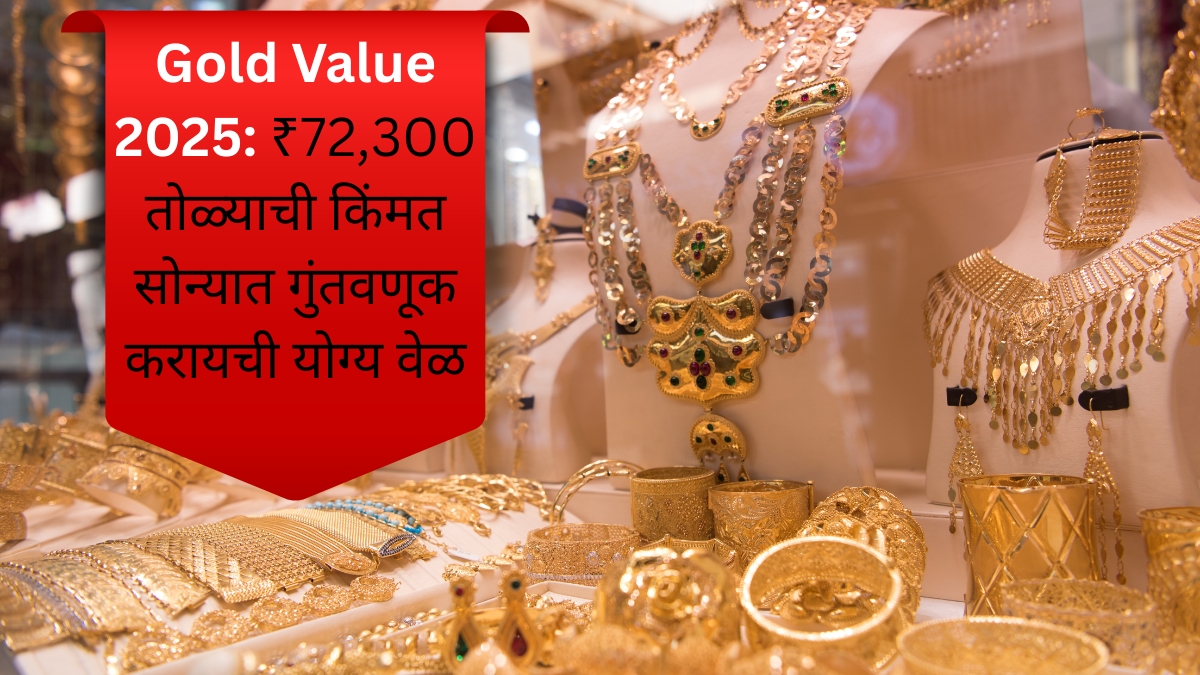 Gold Value 2025 ₹72,300 तोळ्याची किंमत सोन्यात गुंतवणूक करायची योग्य वेळ