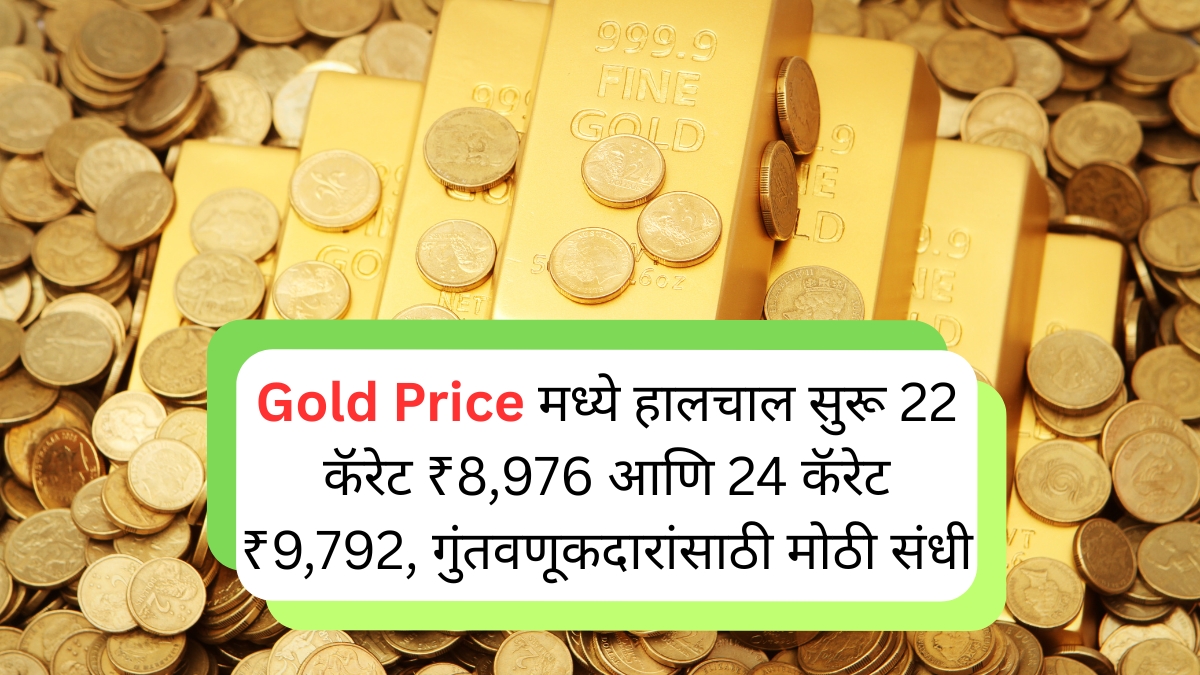 Gold Price मध्ये हालचाल सुरू 22 कॅरेट ₹8,976 आणि 24 कॅरेट ₹9,792, गुंतवणूकदारांसाठी मोठी संधी